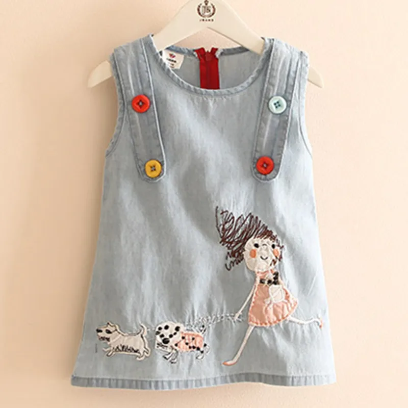 Одежда для маленьких девочек из джинсовой ткани маленькой принцессы Платье