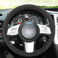 top leather steering wheel hand stitch on wrap cover for subaru outback 2012