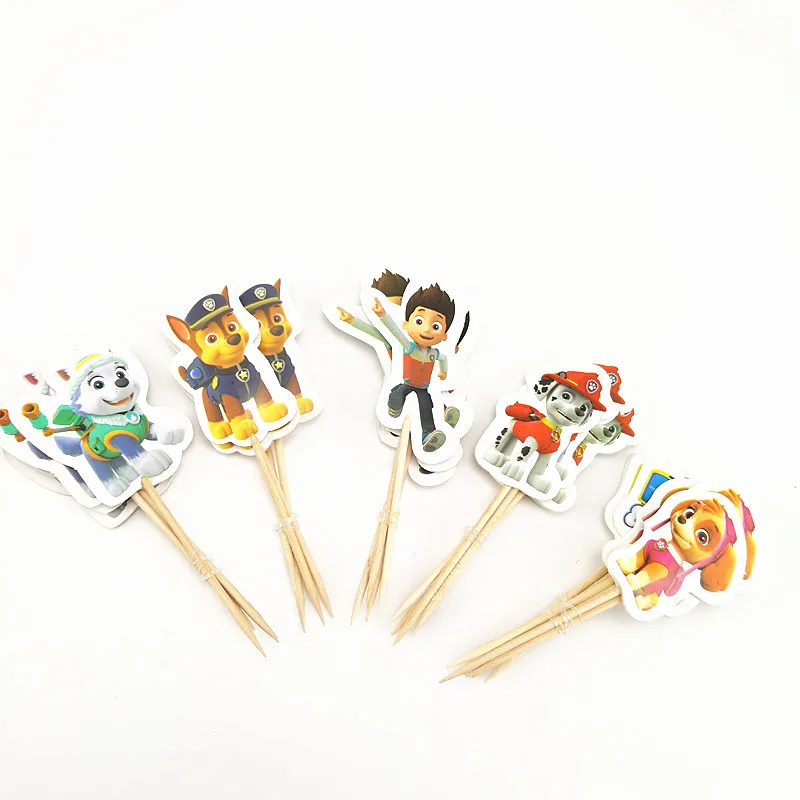 PAW Patrol кружки 12/24 шт Paw Puppy Cake bord Cupcake Топпер десертная шляпа-торт бумажный флаг