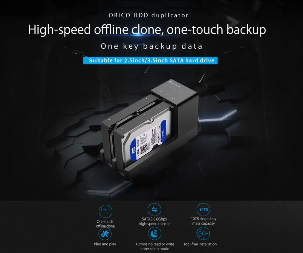 Корпус для жесткого диска ORICO 2 5/3 5 дюйма SATA с функцией клонирования до 20 ТБ |