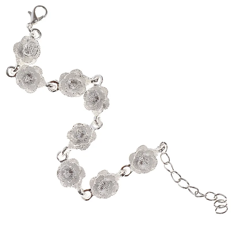 Женский браслет с цветами золотой серебристый | Украшения и аксессуары