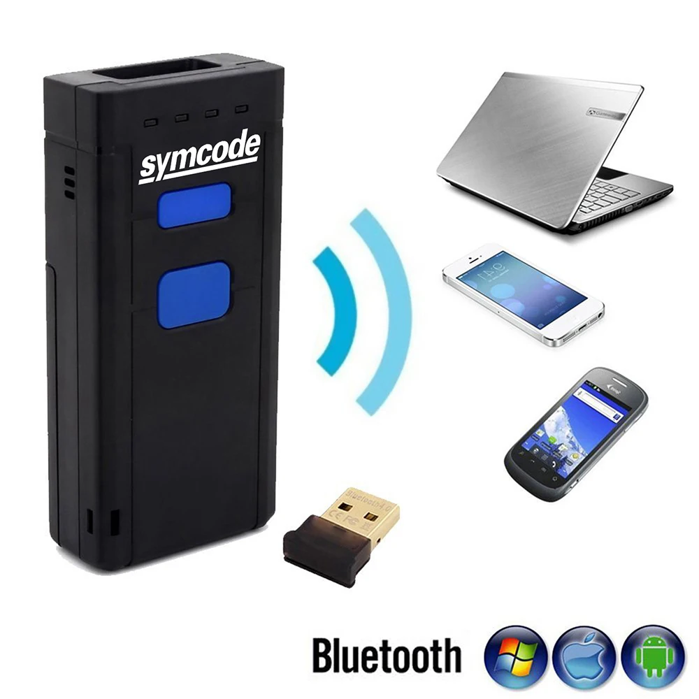 Bluetooth сканер штрих кода 1D лазерный Портативный USB 2 4G беспроводной считыватель