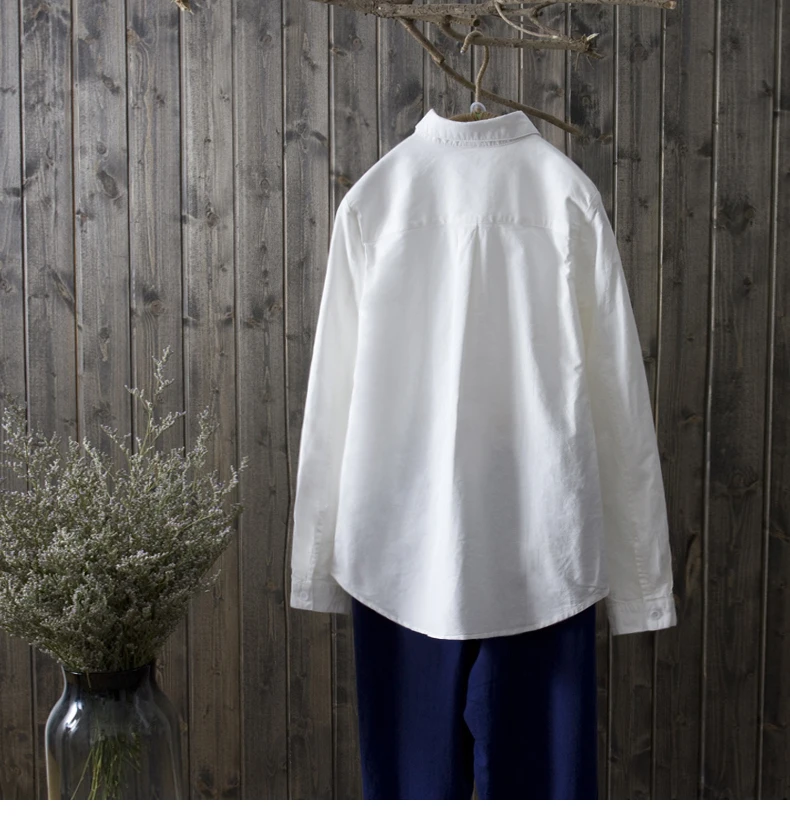 Женские хлопковые рубашки повседневные Белые блузы с отложным воротником