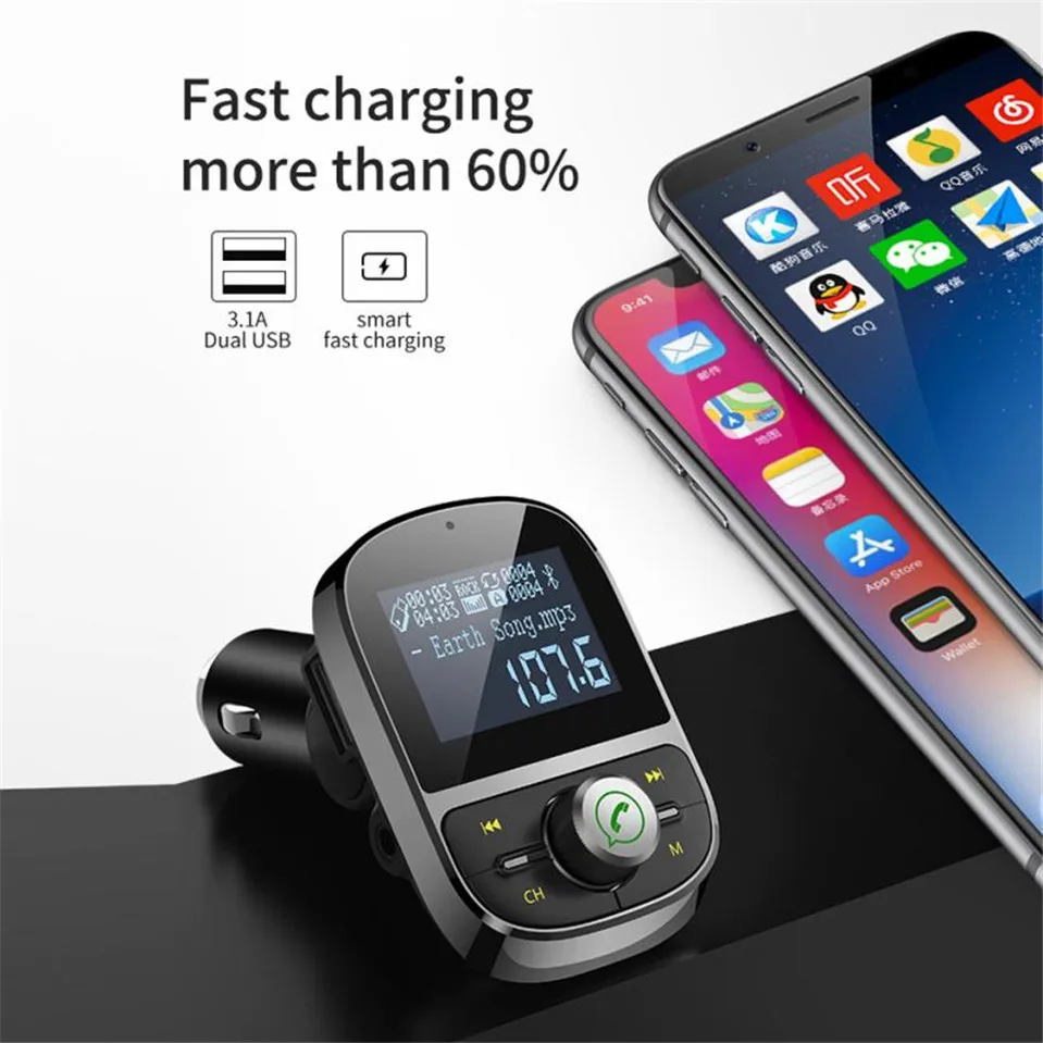 100% Новый Bluetooth Автомобильный fm передатчик Беспроводной 3.1A USB Зарядное устройство