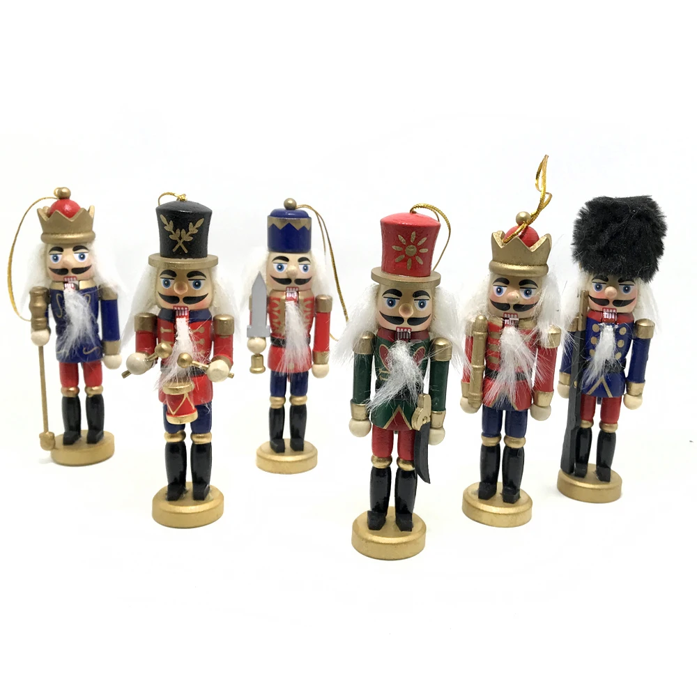 

HT144 Movable doll puppets 12cm nutcracker New soldier walnuts people, wood hand-painted walnut gifts 6pcs/lot