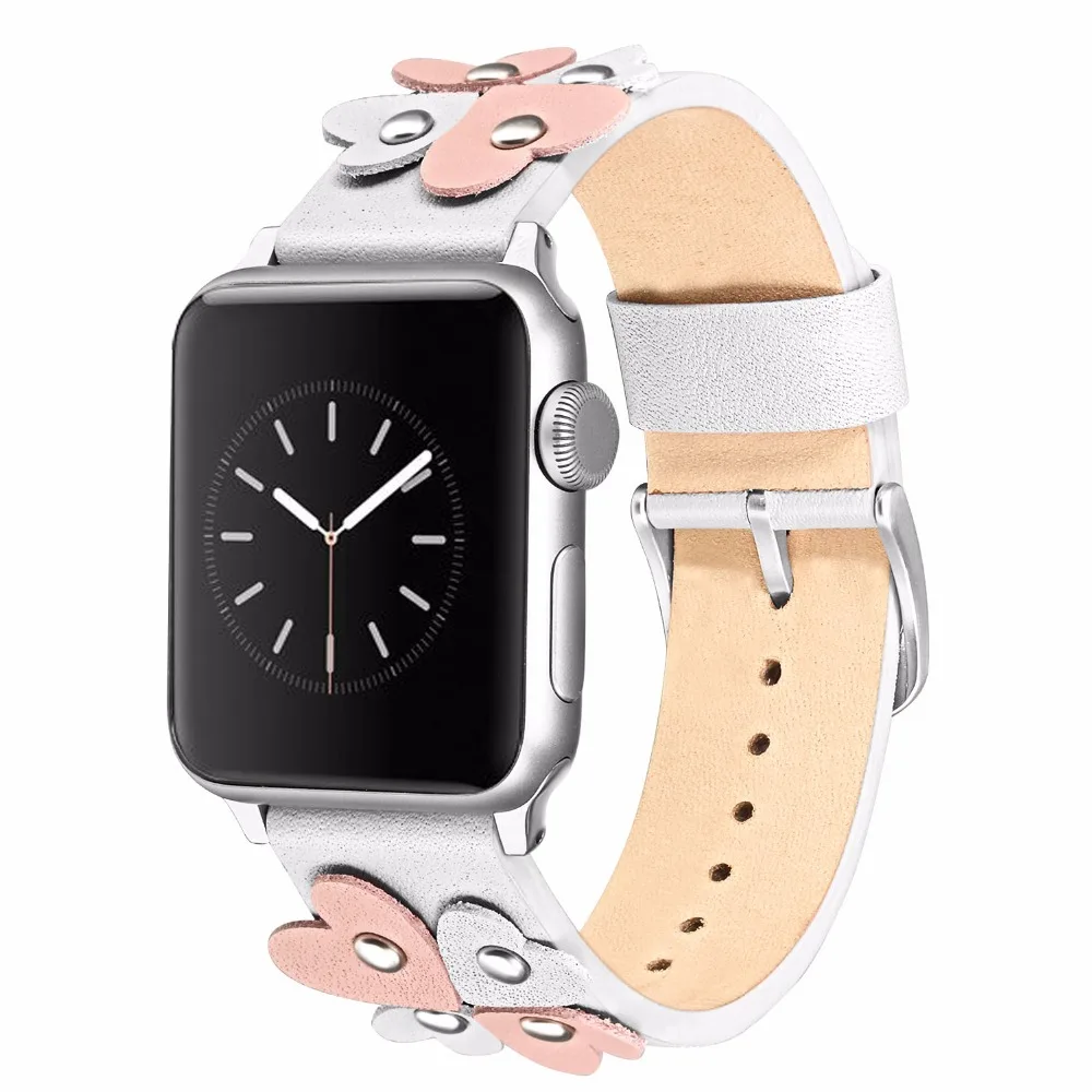 Женский кожаный ремешок для iWatch Apple Watch 5, 4, 3, 2, 1, 44 мм, 40 мм, 42 мм, 38 мм, женский ремешок, розовое золото, серебро