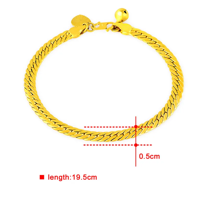 Модные ювелирные изделия Подиумные браслеты с цепочками из желтого золота 5 мм 24