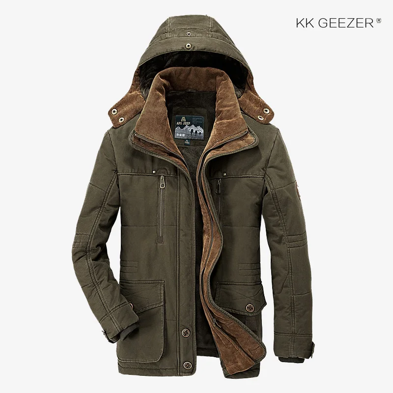 Зимняя куртка Мужская 5XL 6XL Большой размер Теплая парка Бренды Худ Худ Хлопок Мужская Россия Снег Пальто Длинные синие сгущает Военное пальто Ветровка Высококачественный флис Хлопок-ватник Dropshipping