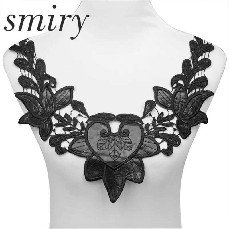 Smiry 1 шт. черная кожа вышивка декольте костюм украшение шитье аппликация ремесло
