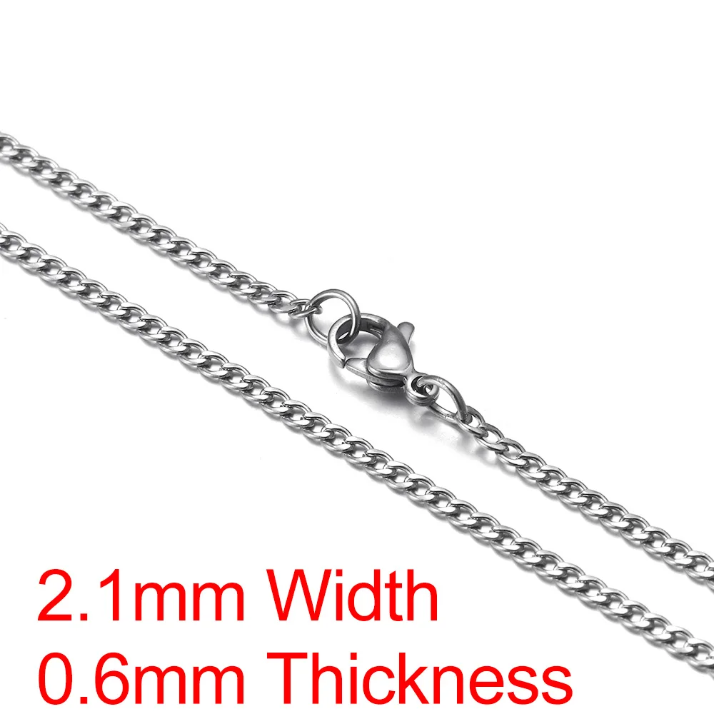 2.1mm Width Мужские цепочки из нержавеющей стали, ожерелье с чеканкой, серебряная цепочка, классические ювелирные изделия DIY, мужские аксессуары, 2-7 мм - Окраска металла: 2.1mm Width
