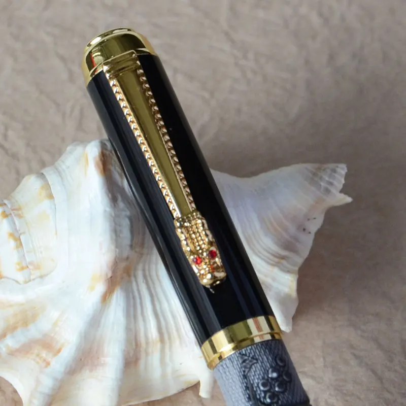 Перьевая ручка средний наконечник DIKAWEN 891 серый и золотой дракон богатый урожай |