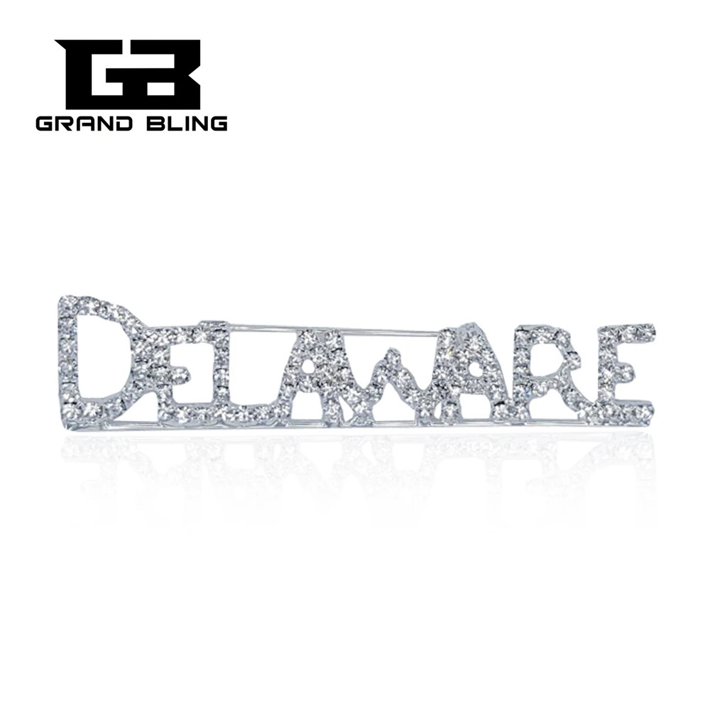 США тема подарок Bling Стразы &quotDELAWARE&quot State Word Pin Хрустальная брошь ювелирные