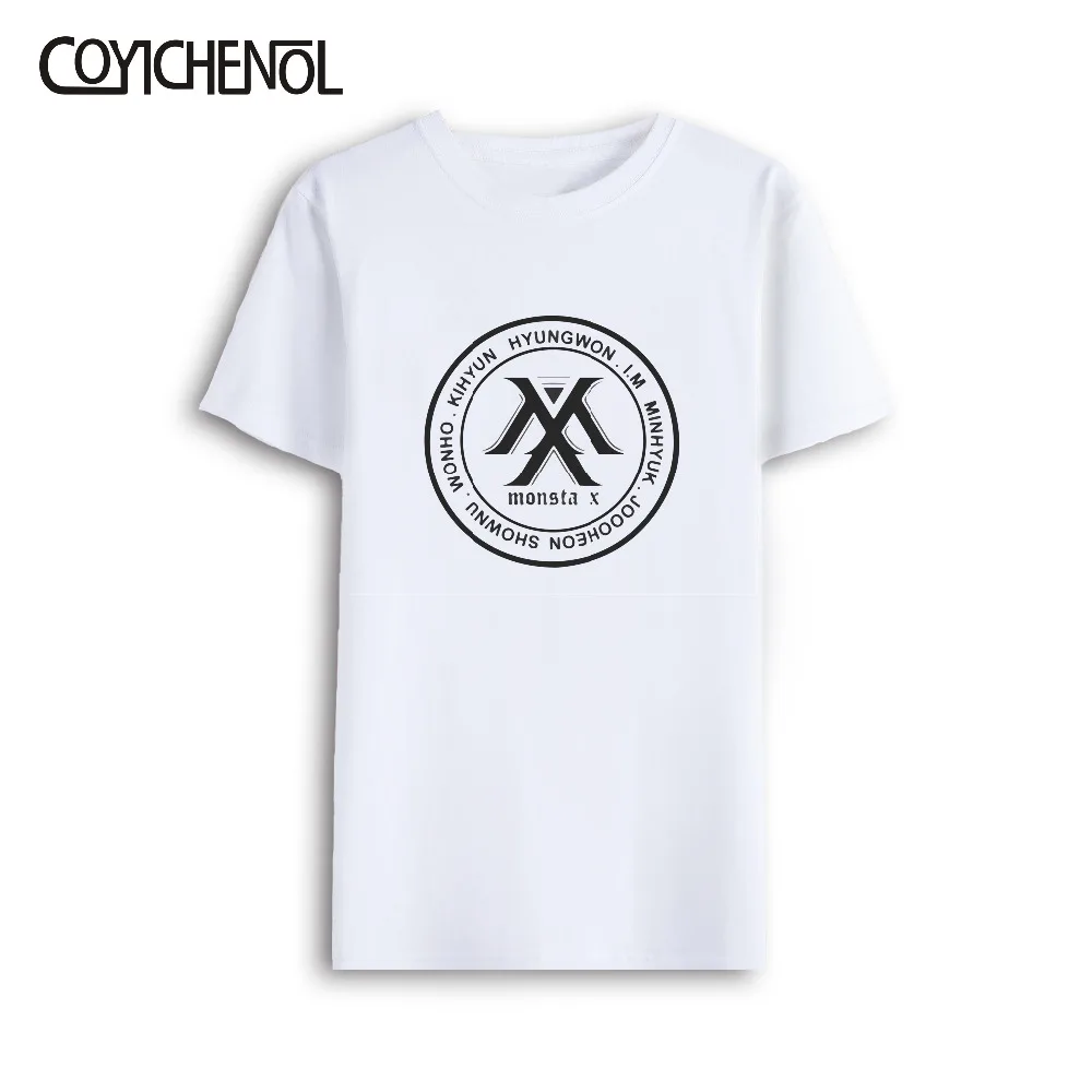 7XL негабаритных kpop monsta x Мужская футболка с рисунком большие размеры сплошной