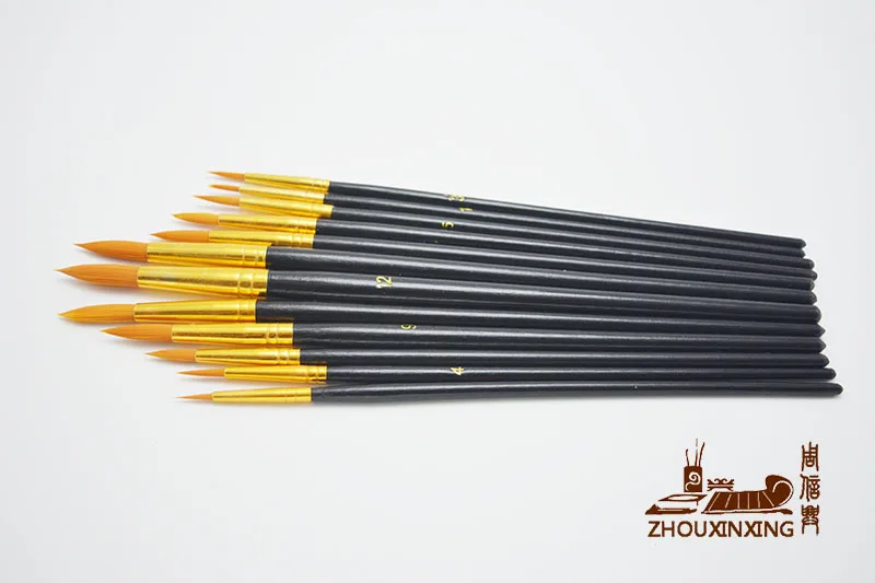 

Nylon hair round head yellow aluminum tubes of 12Pcs/Set gouache watercolor painting pen row brush Art Supplies