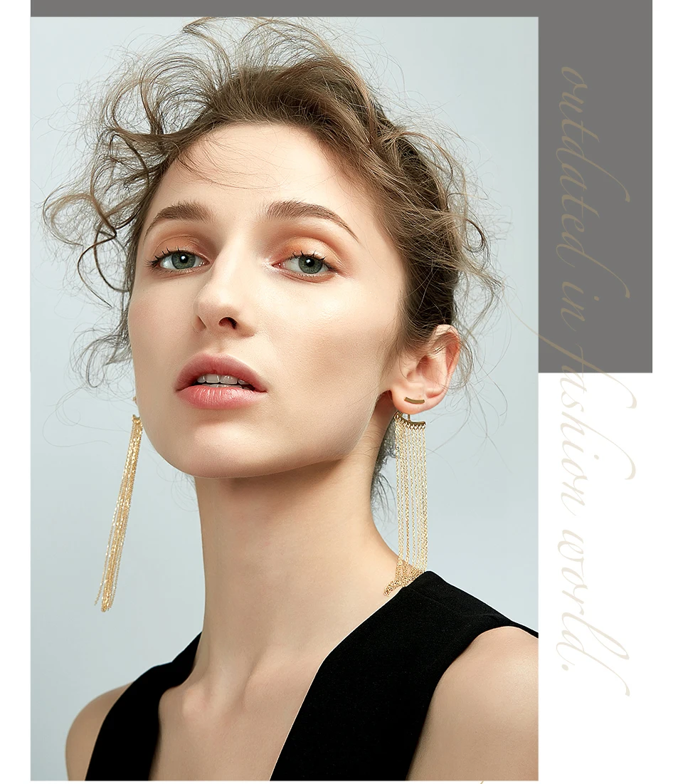 Enfashion длинные висячие серьги с кисточками, серьги золотистого цвета, висячие серьги для женщин, длинные серьги, модные ювелирные изделия brinco