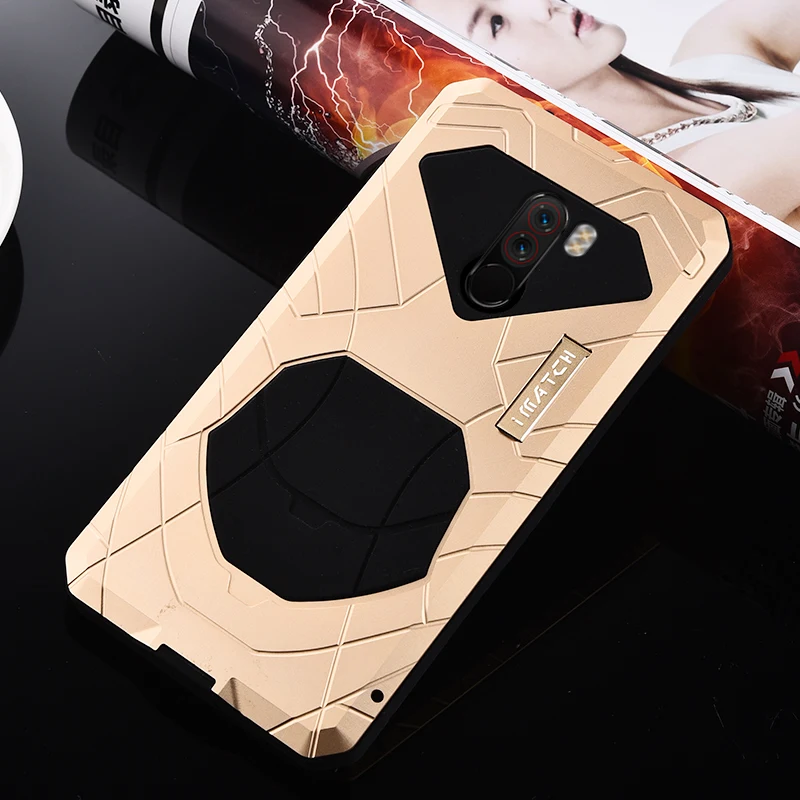 Повседневный водонепроницаемый чехол для Xiaomi Pocophone F1, роскошный противоударный алюминиевый металлический и силиконовый чехол для Pocophone F1, чехол