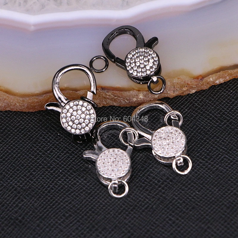 10 шт. ZYZ180-9193 прозрачный CZ Micro Pave медь Омар застежка пистолет черный розовый