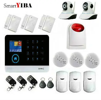 

SmartYIBA Wireless Home Burglar Security Alarm System WIFI Portable Auto Dialer DIY Kits with Wireless Smoke Detector IP Camera