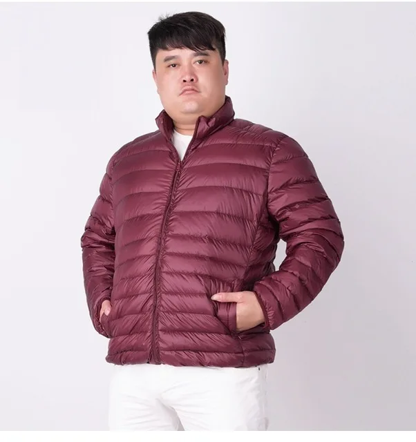 Толстый большой размер 5XL 6XL 7XL ультра светильник пуховик белый утиный пух теплый стоячий воротник короткий Мужской светильник