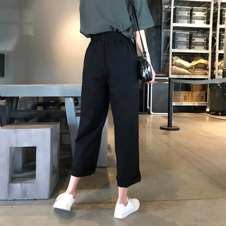 

Summer New Fashion Solid loose pants women harajuku BF ulzzang wide leg pants Korean Capris hipster Casual Women's Clothing