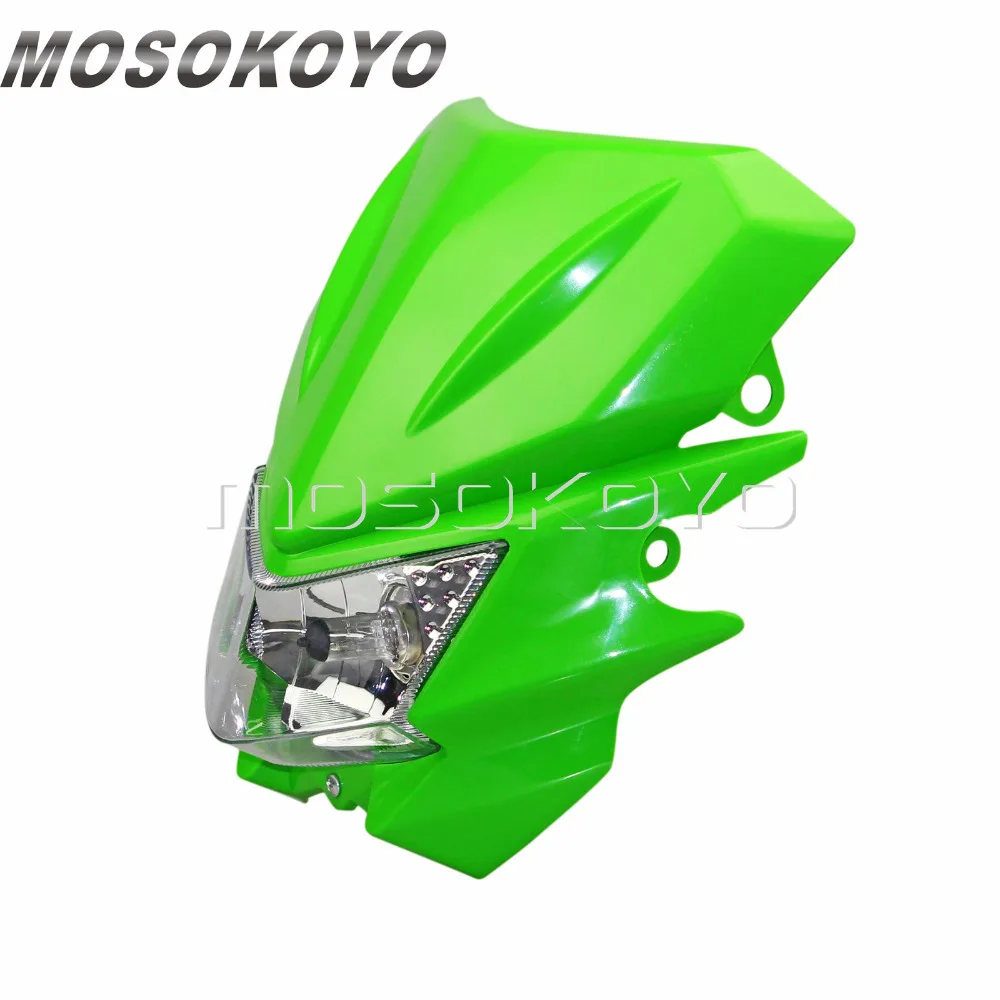 Зеленый внедорожный питбайк фары для мотокросса передняя лампа для Kawasaki KLX 150 KX 65 85 125 250 500 250F 450F