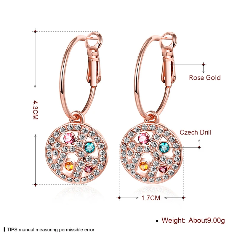 

New Fashion Earrings Multi Color Austrian Crystal Dangle Drop Earring For Women Fashion Jewelry Gifts