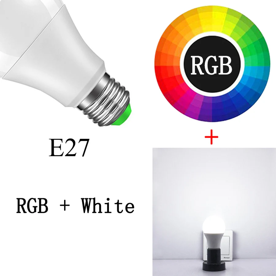 E27 RGBW Беспроводной Bluetooth светодиодный светильник RGB Волшебная умная лампа приложение музыка Голосовое управление 15 Вт E27/B22 изменение цвета затемненное домашнее освещение - Испускаемый цвет: E27 RGBW