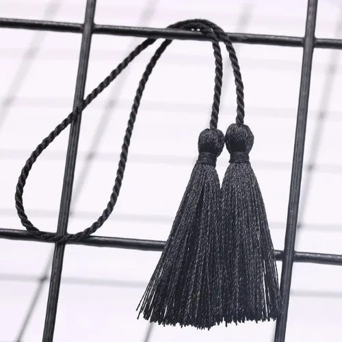 Black 10pcs Двойная Длинная веревка с кисточками из шелка и полиэстера 28 см, ручная работа, тканая веревка, аксессуары для одежды, украшения дома, 10 шт - Цвет: Black 10pcs