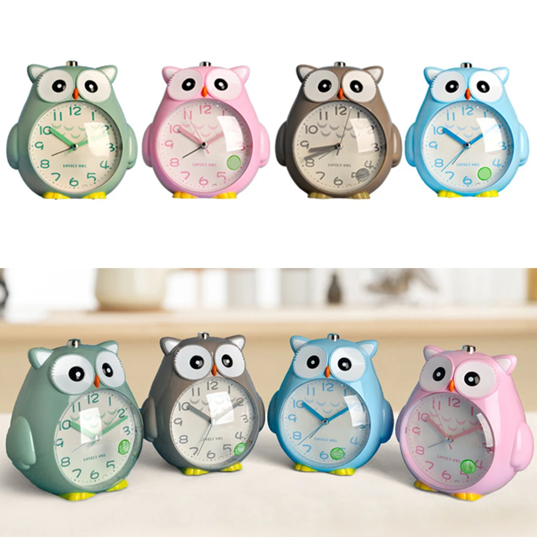 Милые ученические кварцевые настольные часы с совой будильники светодиодный