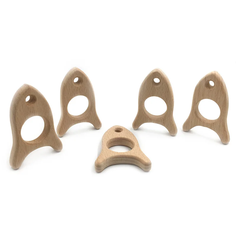 Wooden Rocket Teether Eco-friendly Beech DIY Baby Nursing Wood Teething Toy Accessories for Necklace Gift | Мать и ребенок