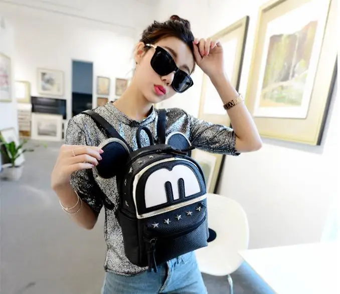2015 new kanken classic school backpacks Animation cartoon cute mickey backpack Casual style PU leather free shipping | Багаж и сумки