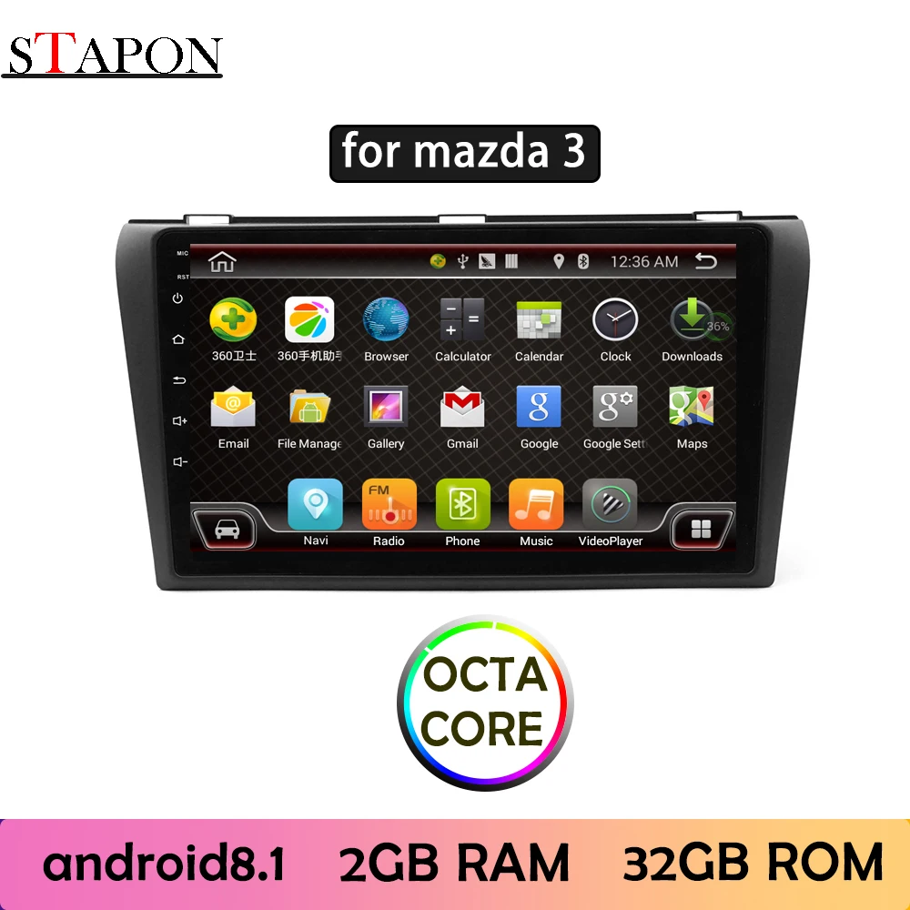 STAPON 9 дюймов для mazda 3 Android 8 1 2 грамм Восьмиядерный автомобильный DVD MP5