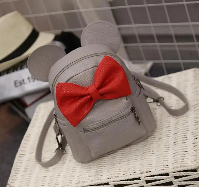 style 2 Мини-рюкзак с Микки Маусом для девочек и мальчиков, сумка из искусственной кожи с бантиком и мультипликационным принтом для маленьких девочек, детские школьные сумки, Детская сумка - Цвет: style 2