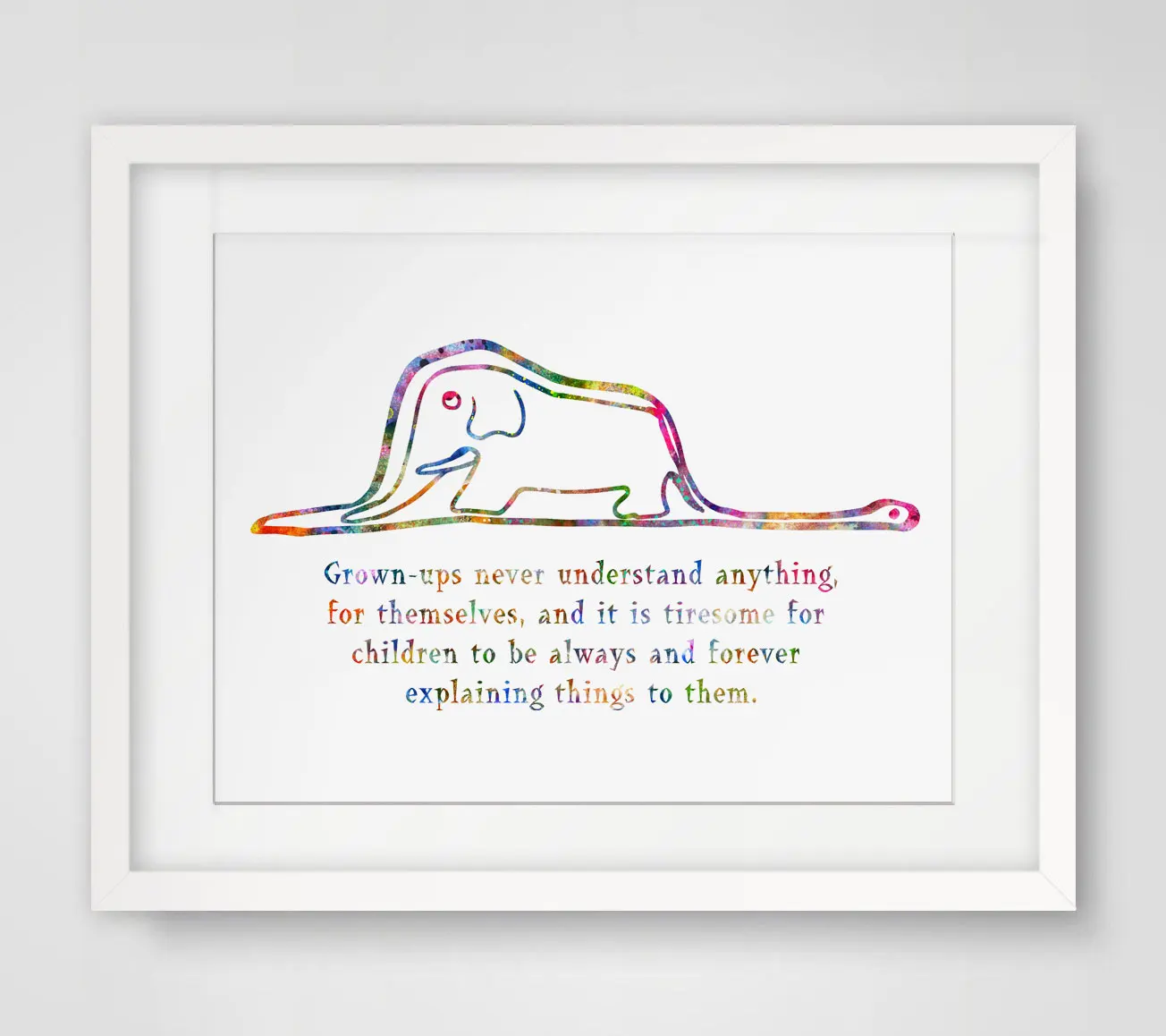 Акварельная Художественная печать с цитатой из боа и слона Постер для декора