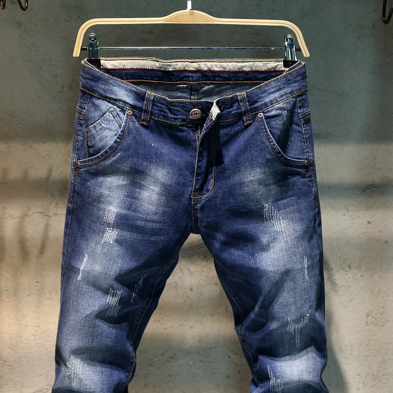 2018 Slim Fit Solid slim лодыжки длина рваные джинсы стирка повседневные Брюки Ретро