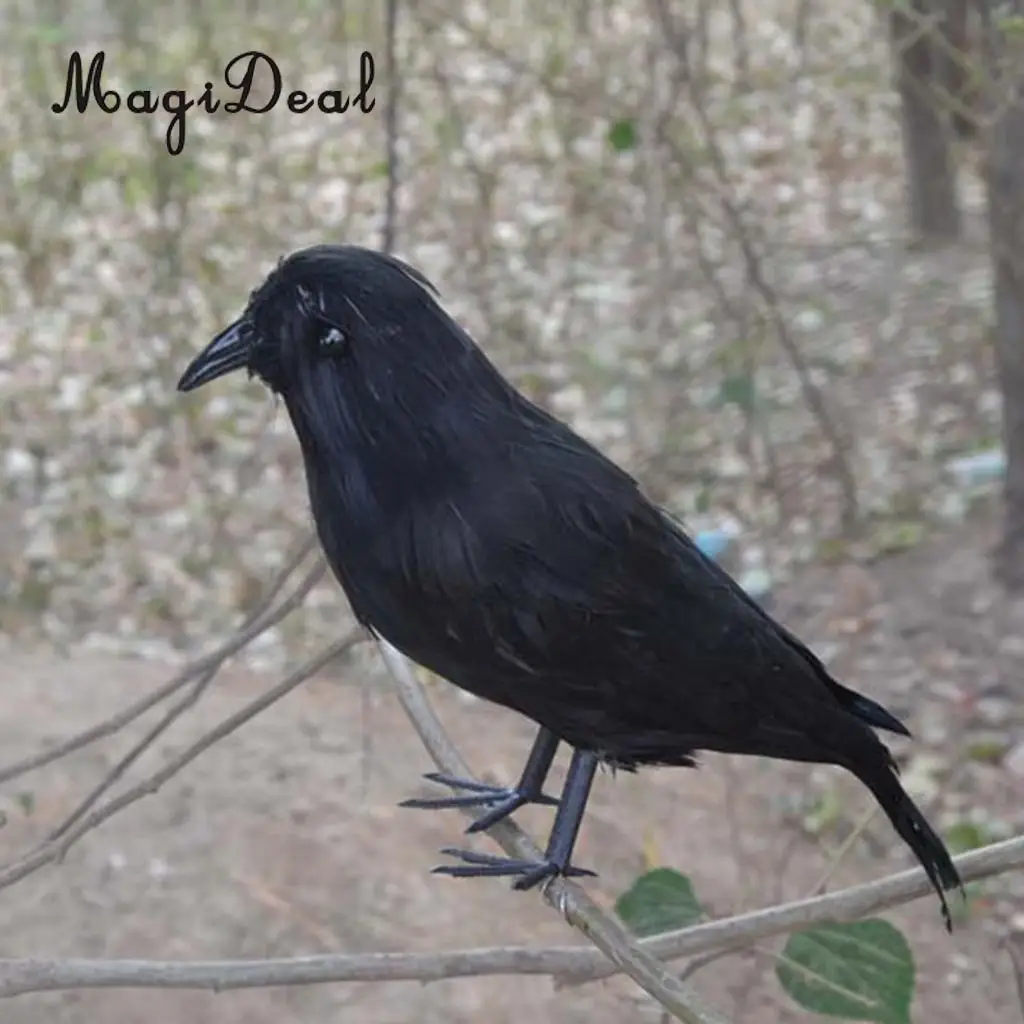 

Magiидеально 6 шт. Хэллоуин фаршированные перышки ворона птица черный ворон маскарадный наряд реквизит украшение дома украшение, статуэтки