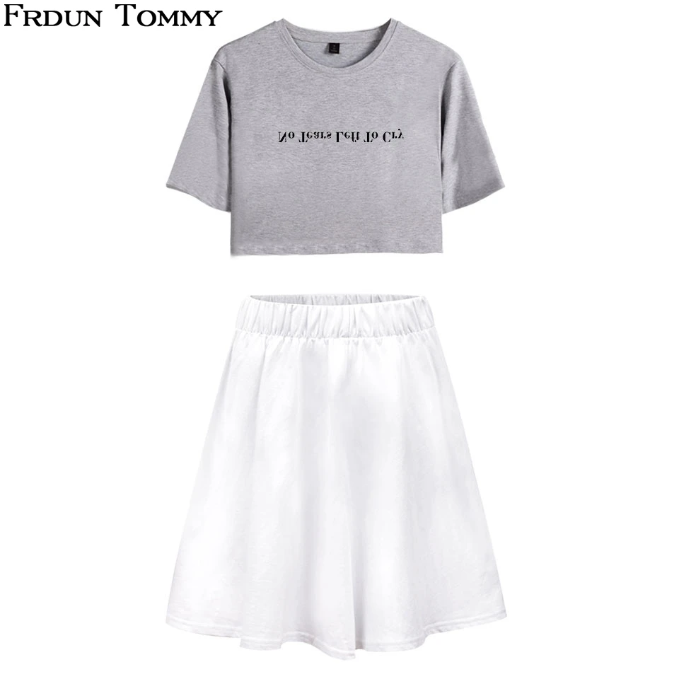 

No Tears Left To Cry Two Piece Sets Sexy Girls Short Sleeve Tops and Short Skirt women Fashion Summer Sets