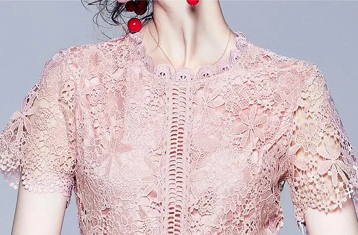 YiLin Kay зеленое/Розовое Кружевное вышитое летнее платье 2019 модное подиумное