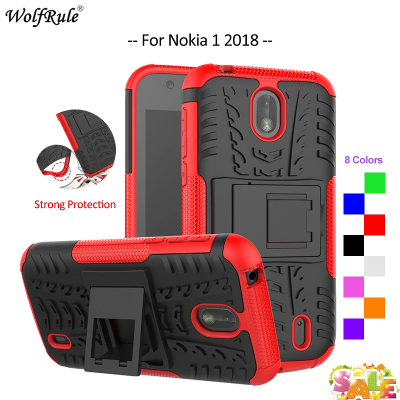 

For Cover Nokia 1 Case WolfRule TPU & PC Holder Armor Bumper Housings Protective Phone Case For Nokia 1 2018 Cover 4.5''