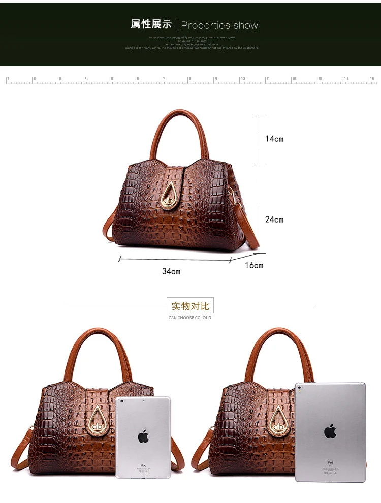 FLYONE Vintage Fashion Crocodile Genuine Leather Luxury Handbags Women Bags Designer Female Shoulder Bag Ladies Bolsas Feminina