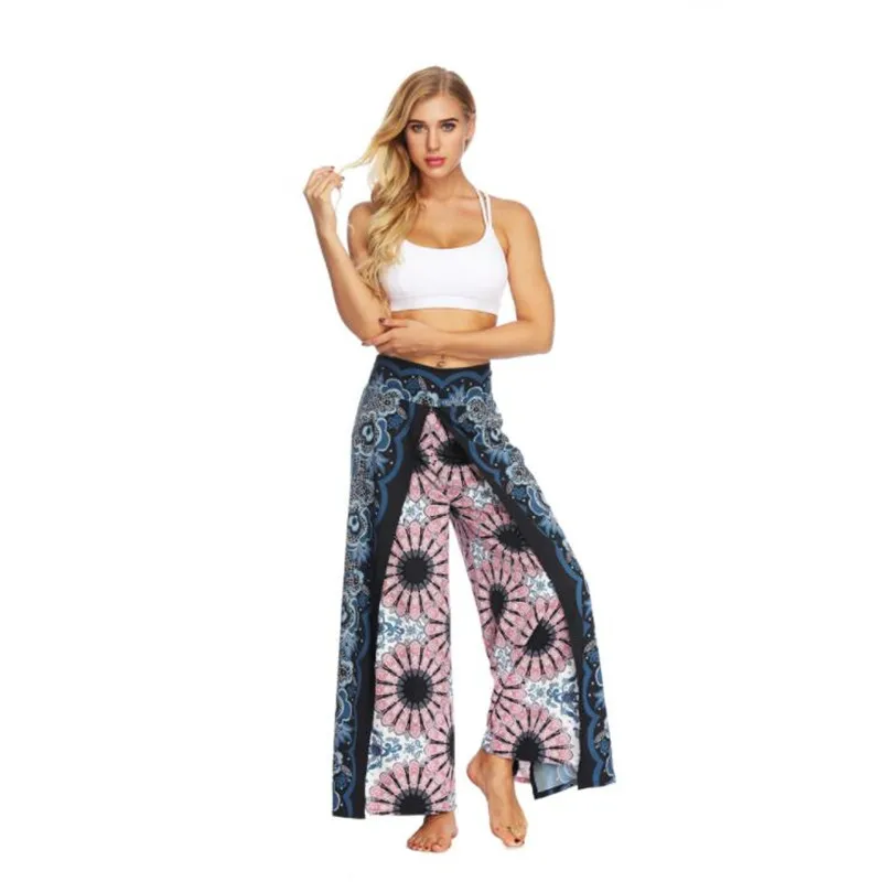 Новинка года для женщин Инди фолк брюки для девочек Boho Мода хиппи брюки печатных свободные эластичный пояс Femme дамские шаровары