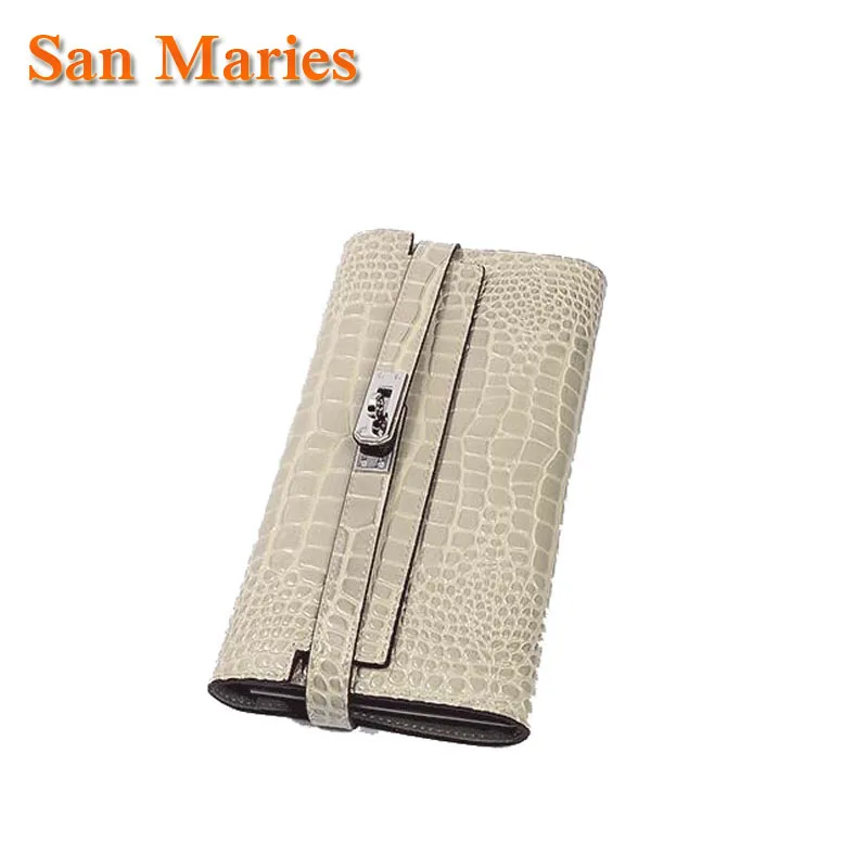 San Maries, роскошные Брендовые женские кошельки и кошельки из натуральной кожи аллигатора, кошельки для монет, Длинный кошелек, женский клатч для телефона