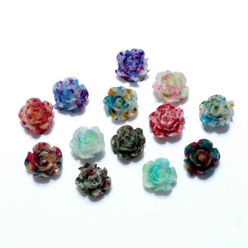 100/шт смешанные кабошоны из смолы розы цветы ремесла плоские бусины кавайные