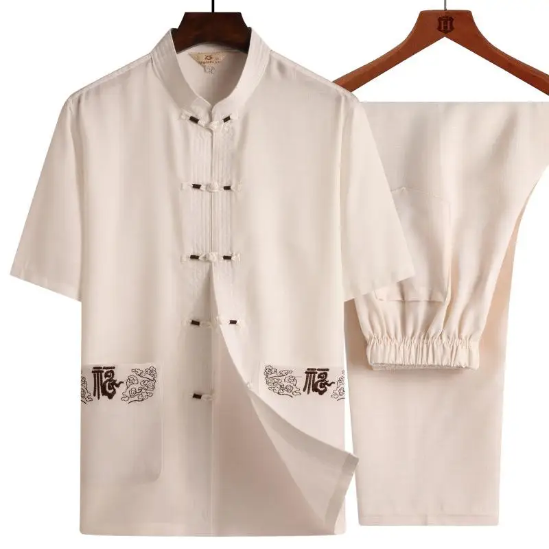 LOLDEAL летний комплект с короткими рукавами Мужской Хлопковый и льняной