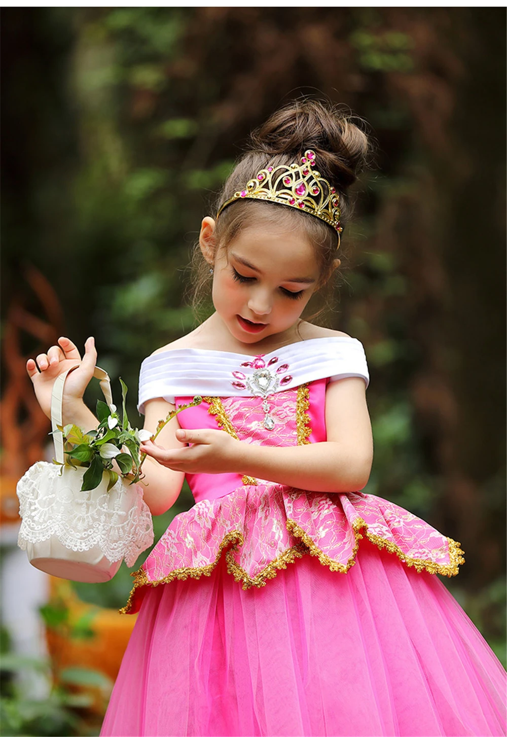 Хэллоуин ребенок Спящая красавица Костюм цветочный обувь для девочек платья