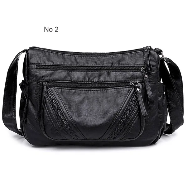 Annmouler Vintage Women Shoulder Bag Black Color Crossbody Messenger Bag Soft Pu Leather Small Bag for Ladies Brand Women Bag - Цвет: No 2