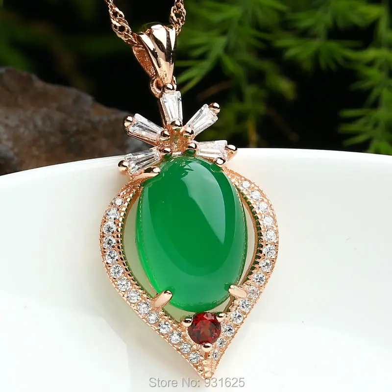 Красивый 925 Серебряный Резные Сердце цветок Natural Green yusui Бусины инкрустация Лаки