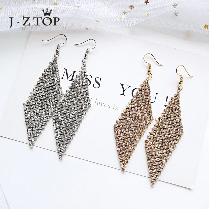 JZTOP Роскошные серьги с искусственными кристаллами модные квадратные большие