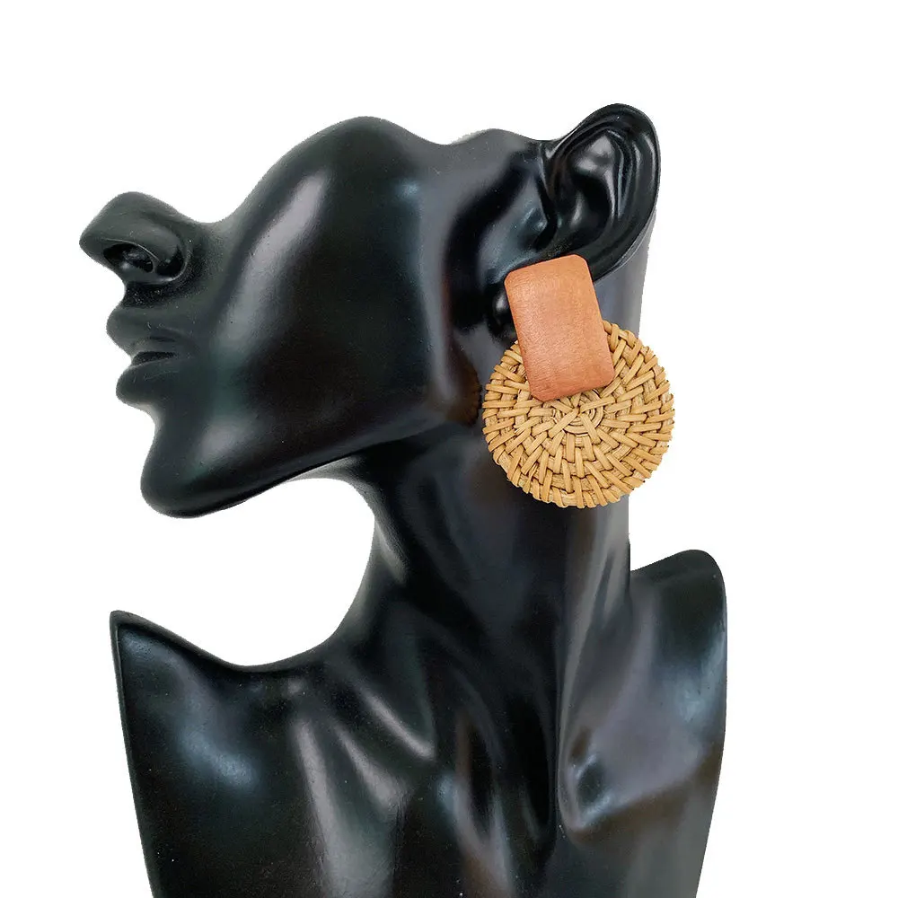 Трендовые женские корейские серьги гвоздики 2020 богемные ручной работы из дерева