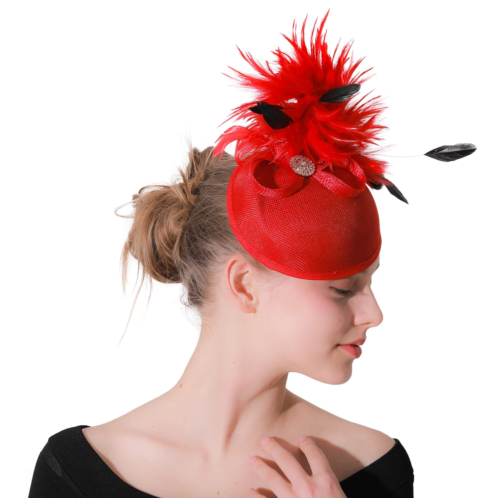 Женская винтажная фетровая шляпка красная Шляпка из искусственной льняной ткани